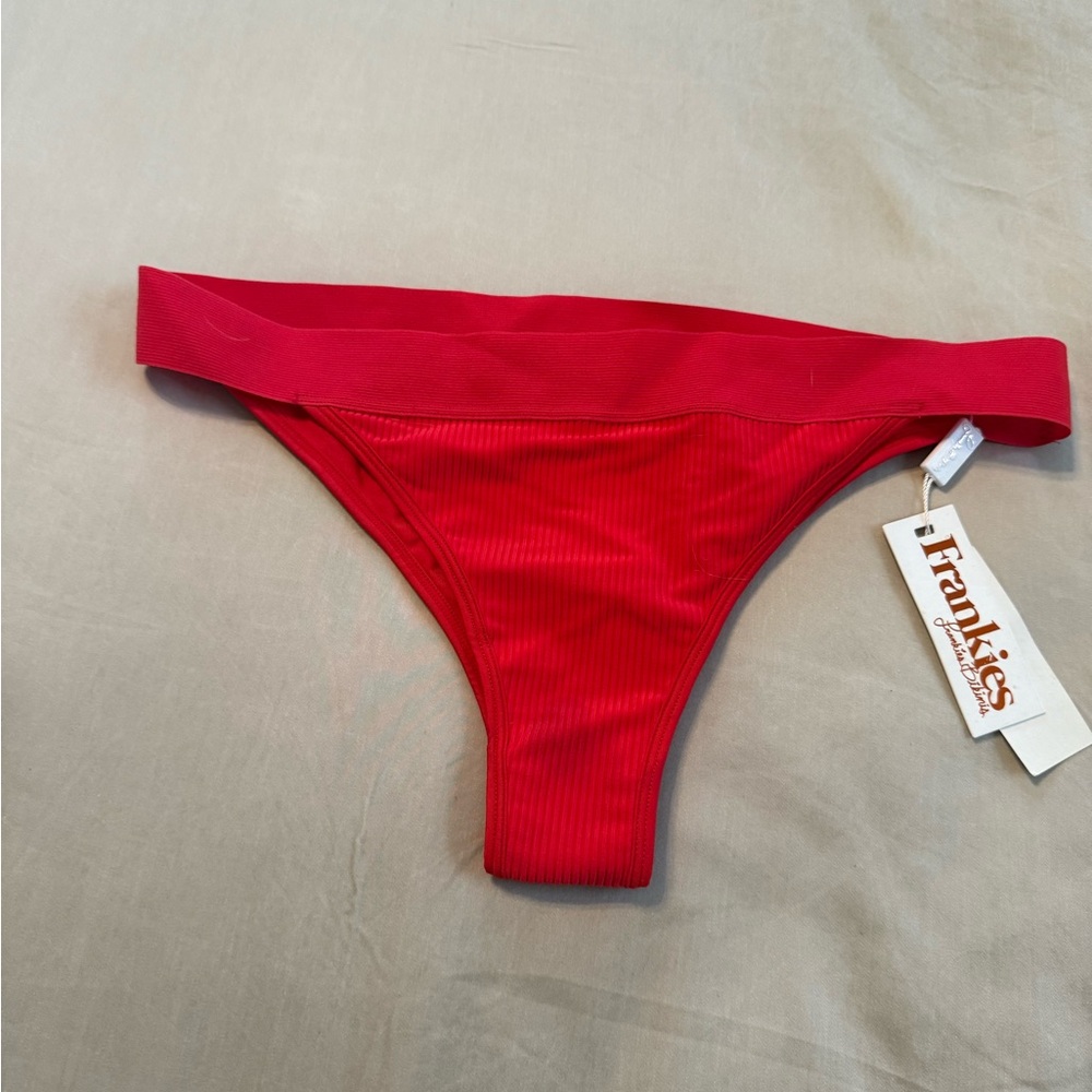 Frankie's Bikinis Drew Ribbed Bottom Red - NWT